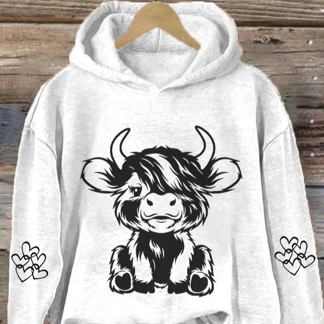 Unisex Hoodie Highland Cow Casual Hoodie