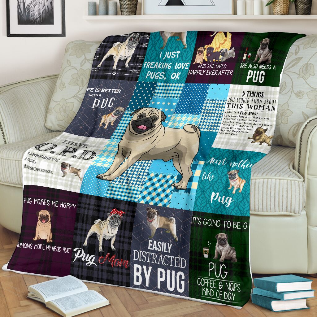 Pug Premium Fleece Blanket