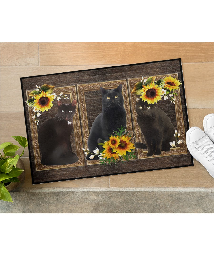 Doormat Sunflower Frame - Black Cat