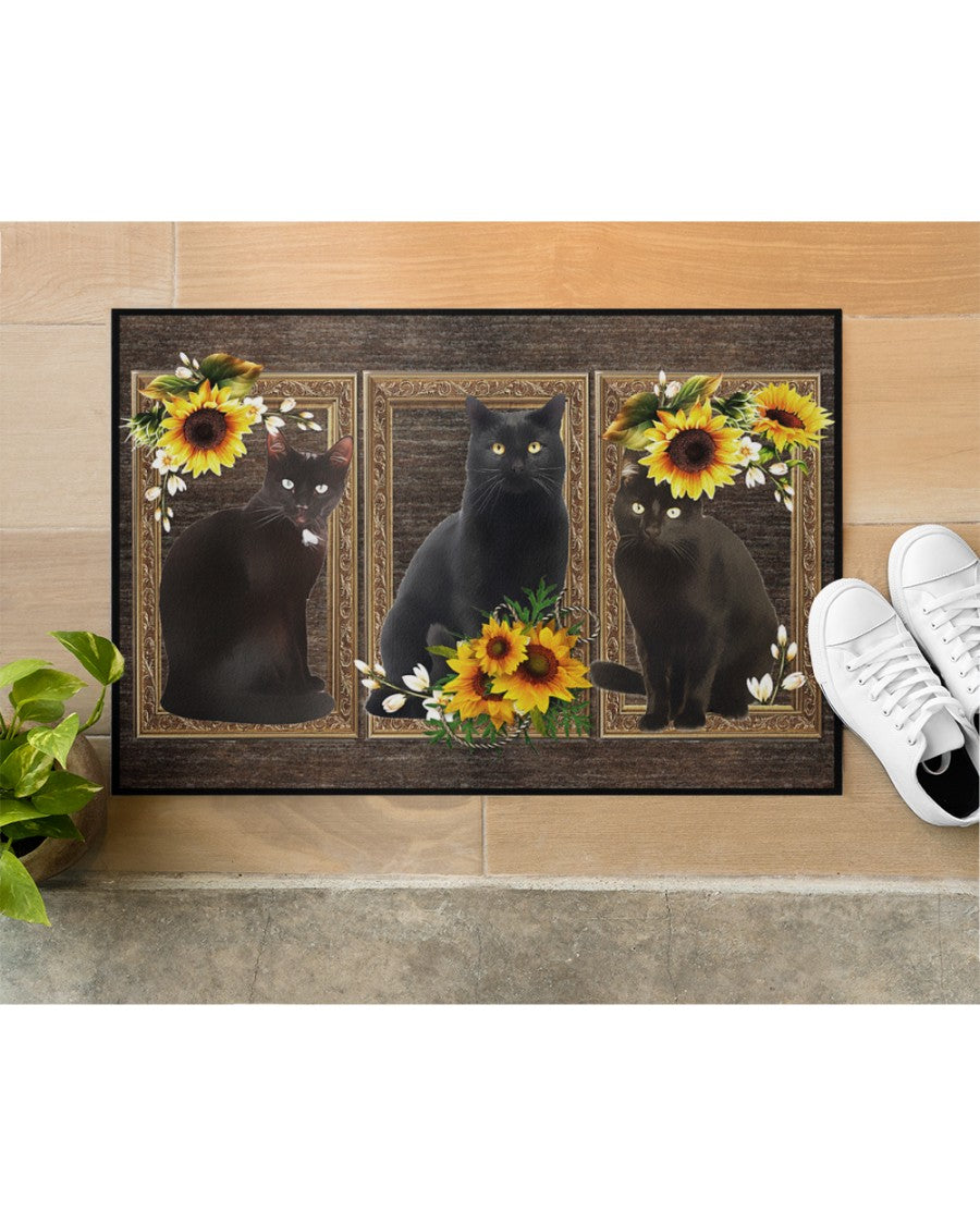 Doormat Sunflower Frame - Black Cat