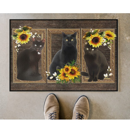 Doormat Sunflower Frame - Black Cat