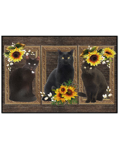 Doormat Sunflower Frame - Black Cat