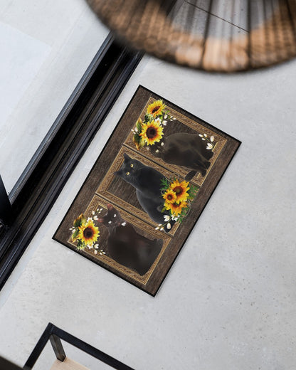 Doormat Sunflower Frame - Black Cat