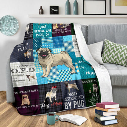 Pug Premium Fleece Blanket