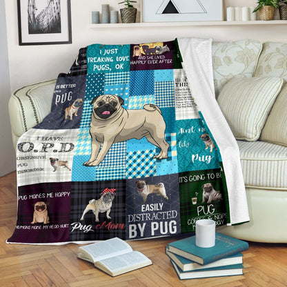 Pug Premium Fleece Blanket